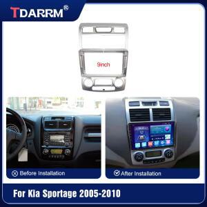 [호환품]2005 Kia 호환 Sportage 오디오 대시 키트 프레임 Facia 패널 플레이어 DVD 스크린 9 인치 (실버)