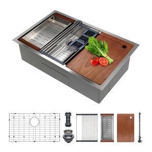 SANYCASA 30인치 우수 게이지 11 싱크대 주방 스테인리스 언더마운트 3MM 배수