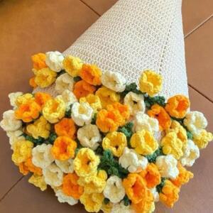 DIY 크로 셰 뜨개질 꽃 담요 장미 꽃다발 키트 던지기 공예 어머니의 날 생일 선물