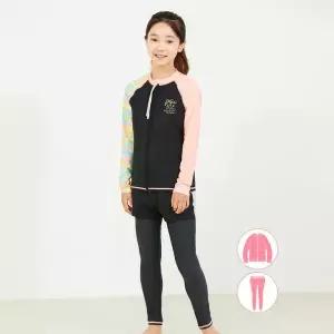 [하프클럽/베이직 엘르]베이직엘르 여아동 집업 래쉬가드 비치반바지 워터레깅스 세트 BEG-W604K