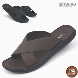 [신사야]가죽 엑스반도 어반룩 남성슬리퍼 25S044