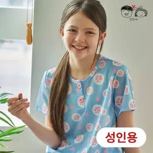 NEW 알럽키즈 성인 귀여운발바닥 5부 쿨 아이스 주니어 잠옷 실내복 파자마 홈웨어 상하세트