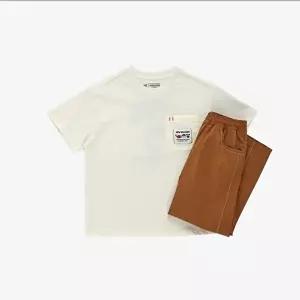 [셀러허브 스포츠레저]뉴발란스키즈(NB Kids) WE GROW TOGETHER _반팔 + 우븐 바지 셋업 NK9YG2401U_Ivory