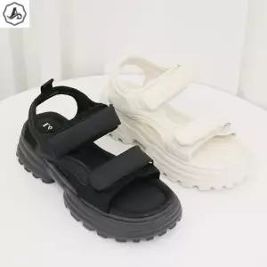 [애슬릿] 키높이 샌들 발편한 찍찍이 스트랩 굽높은 플랫폼 5cm