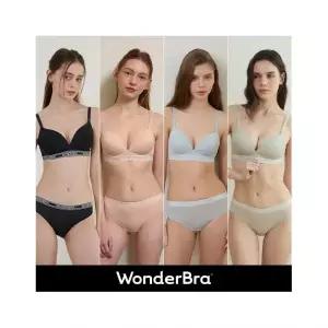 원더브라 Wonderbra 스포츠 아웃밴드 노와이어 브라팬티 8종세트 라이트카키+블루+베이지+블랙 WBW4M222325