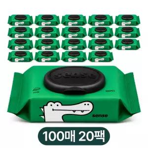 센스 악어 물티슈 캡형 100매 20팩 대용량 주방용품 청소용