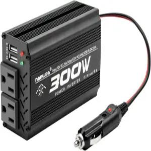 캠핑용 300와트 파워 인버터 차량용 소형 속도 300W / 피크 600W DC12V AC 110V RV 휴대용 블랙