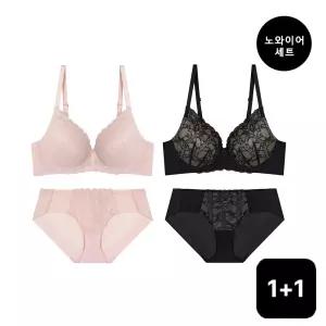 에블린 EBLIN[2SET] MbyE_로맨티크_투톤 노와이어 브라2+팬티2 세트