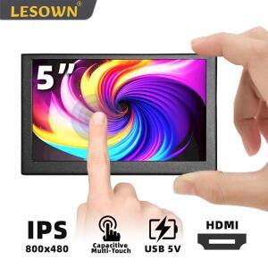 LESOWN 5인치 소형 IPS 휴대용 터치스크린 모니터 800×480 터치 옵션 USB HDMI 컴팩트 디스플레이(라스베