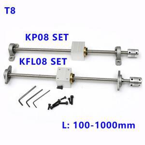 T8 리드 100MM 3D 1000MM 스크류 수평 수직 액세서리 프린터 피치 로드 길이 8MM 키트 기계 CNC 2MM 세트