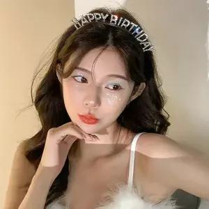 [룽스_64]인싸 큐빅 머리띠 생일모자머리띠 반짝이 레터링