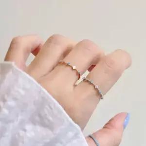 실버925 국내제작 터키석 클로버 포인트 모양 실 반지 데일리 은반지 SILVER) 은반지 실버링