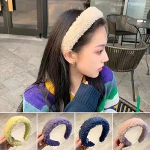 뽀글이 머리띠 헤어밴드 덤블 양털 와이드머리띠 겨울 헤어밴드 컬러 머리밴드 무지