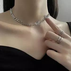 나비 초커 목걸이 초커목걸이 나비목걸이 큐빅 레이어드 데일리 패션목걸이 체인 볼드