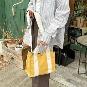 여성 컬러 배색 캔버스 미니 토트백 귀여운 캐주얼백 컬러배색가방 미니토트백