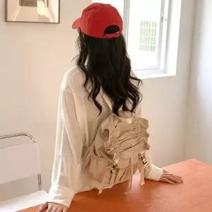 여성 셔링 백팩 귀여운 빈티지 캐주얼 데일리룩 셔링백팩 캐주얼백팩 빈티지백팩