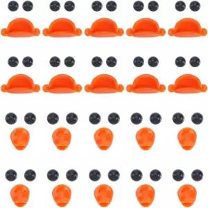 카보달스 120Pcs 3가지 스타일의 공예 인형 반원형 눈과 오리 입 플라스틱 블랙 버튼 카보숑 볼 오렌지