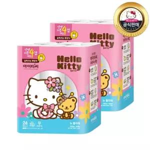 산리오 헬로키티 플라워 4겹 화장지 2팩25Mx24롤 총48롤