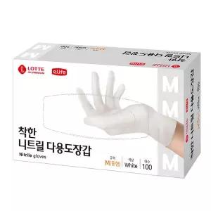 [롯데이라이프]롯데 착한 니트릴 다용도 장갑 화이트 M 100입