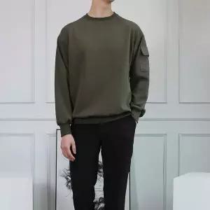 [하프클럽/세컨에디션]남자 오버핏 포켓 무지 커플 맨투맨