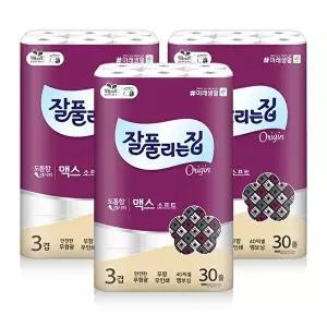 [잘풀리는집]맥스 소프트 화장지 30m x 30롤 x 3팩
