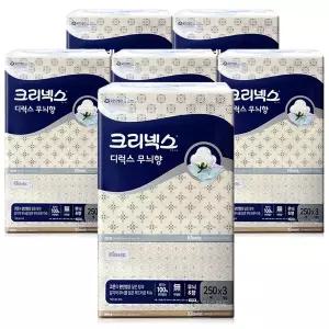크리넥스 각티슈 디럭스 무늬향 250매 3개입X6개 (총18각) 미용티슈