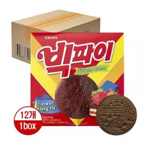 크라운제과 빅파이 딸기 324g 12개 1박스 / 사무실간식 탕비실간식 어린이집 유치원 행사 생일 교회 단체