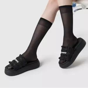 [롯데백화점]르꼬끄 공용 키높이 슬리퍼 러플 슬라이드 QR222WSD41_BLK
