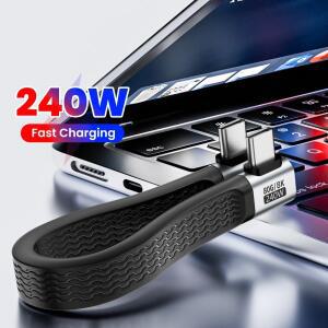 240W USB4 타입 C to 케이블 80Gbps 데이터 전송 8K@60Hz PD3.1 고속 충전 숏 플렉시블 코드 90도 ° 아이
