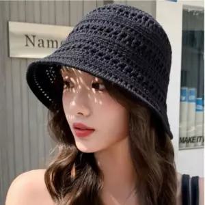 여성 선캡 라탄 버킷햇 여성썬캡 자외선차단 밀짚 벙거지 모자 통풍 메쉬 휴양지