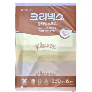 크리넥스 클래식 소프트 미용티슈 230매 6개입 x 1팩