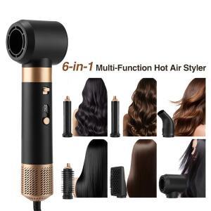 6 in 1 핫 에어 스타일러 컬링 스트레이트닝 음이온 원스텝 헤어 드라이어 블로우 드라이 브러쉬 세트 볼륨