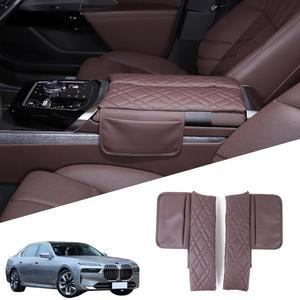 존코코 카 센터 콘솔 패드 BMW 7 시리즈 G70 2023 2024 자동차 팔걸이 커버 보관 포켓이 있는 스크래치 방지 보호 액세서리와 호환됩니다