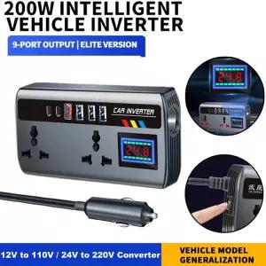 휴대용 차량용 인버터 12V-110V 24V-220V 어댑터 4개의 USB 포트 고속 충전 차량용 충전기 자동차 트럭 SUV