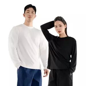 [1개+1개] 쫀쫀한 라운드 루즈핏 긴팔 티셔츠 기능성 스판 냉감 긴팔 M~2XL