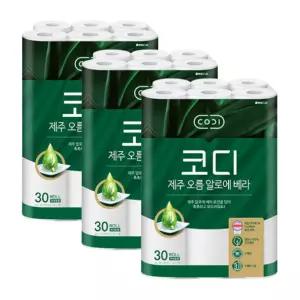 코디 3겹 제주오름 알로에베라 화장지 30m x 30롤 x 3개