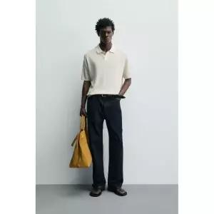ZARA 실크-린넨 니트 폴로셔츠 - 스크래치 화이트 259724