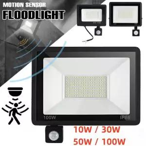 LED PIR 모션 센서 투광등 야외 벽등 백색광 100W 50W 30W 20W 10W IP66 방수 스포트라이트 정원용
