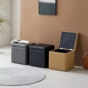 친절한탄씨 CZ4851 PU 사각 수납 스툴 3colors 다용도스툴 스툴 수납의자 수납스툴 사각스툴 수납박스