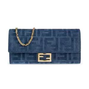 펜디 MUST IT_FENDI 26SS FF Flocked Denim Continental Wallet 8M0365 AW5H F1UJW) FF 데님 체인 월렛)