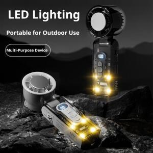반도체 냉각 LED 조명 램프/디지털 디스플레이/100단계 풍속/USB 충전식/휴대용 아이스 쿨링 팬