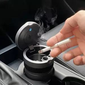 [룽스_64]다용도 차량용재털이 LED 재털이 냄새차단 휴지통