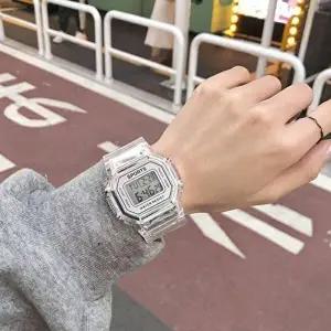 투명 전자 시계 클리어 전자 시계 젤리 스퀘어 남녀공용 우레탄 데일리-WFNVTGN