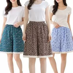 [모든GO]1+1 여성 여름 냉감 5부 반바지 플라워 인조인견 밑단레이스 파자마 홈웨어