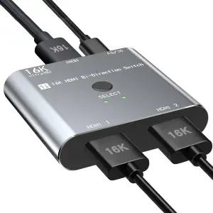 HDMI 스위치 스플리터 8K/16K 2 in 1 출력 셀렉터 4K@120Hz/240Hz 지원 DTS VRR HDR10 Dolby 48Gbps PS5/4