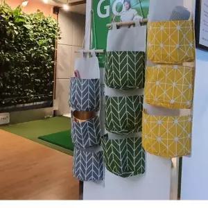 벽걸이 린넨 3단 월포켓 옐로우 벽걸이포켓 월포켓 벽 벽걸이포켓 월포켓 벽걸이수납포켓