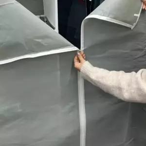 간이 조립식 3단 비키니옷장 그레이 시스템행거 조립 시스템행거 조립식옷장 간이옷장