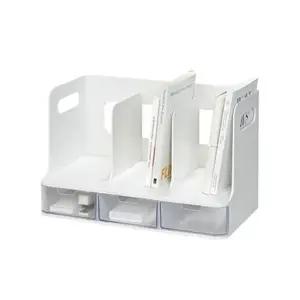 가로형 3단 서랍 책꽂이 39.1x25cm 1개 화이트 투명 책상책꽂이 미니책꽂이 책꽂이정리함
