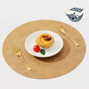 브라운 가죽 원형 테이블 매트 홈 인테리어 원형식탁매트 원형매트 원형테이블매트