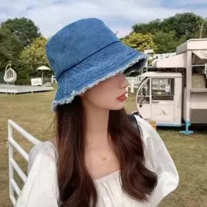 챙넓은 워시드 벙거지 모자 데님 버킷햇 남여공용 패 벙거지 데님벙거지 여성데님버킷햇